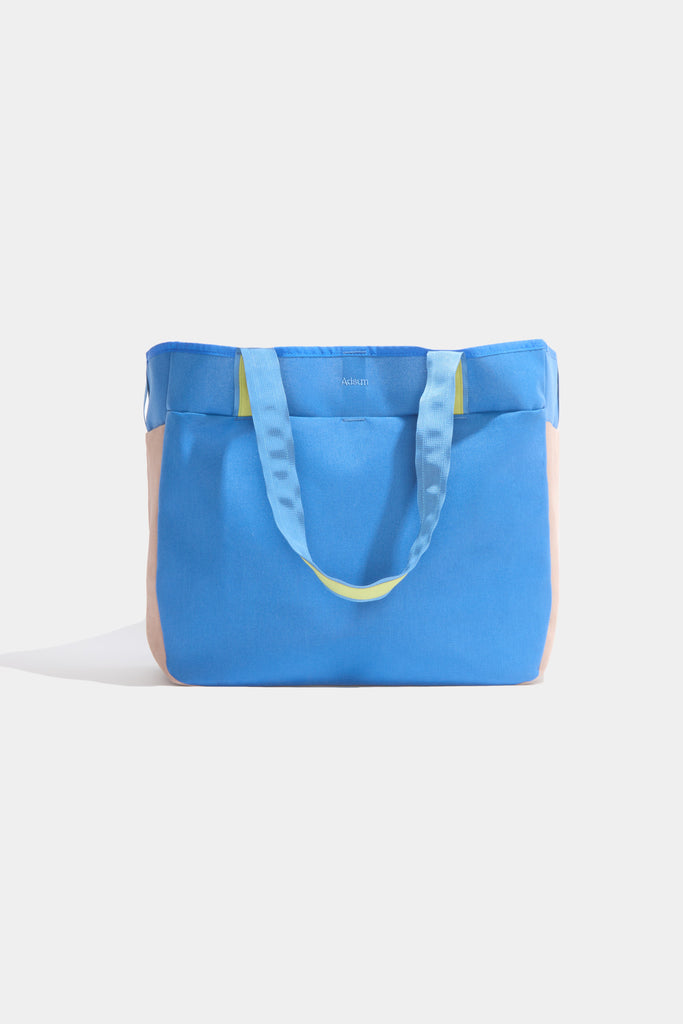 Suede Bottom Cargo Tote - Light Blue