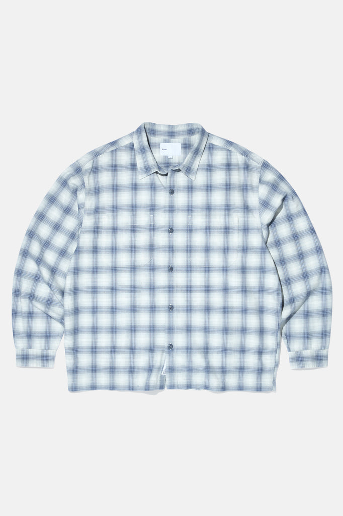 Flat Hem Work Shirt - Soft Blue Plaid