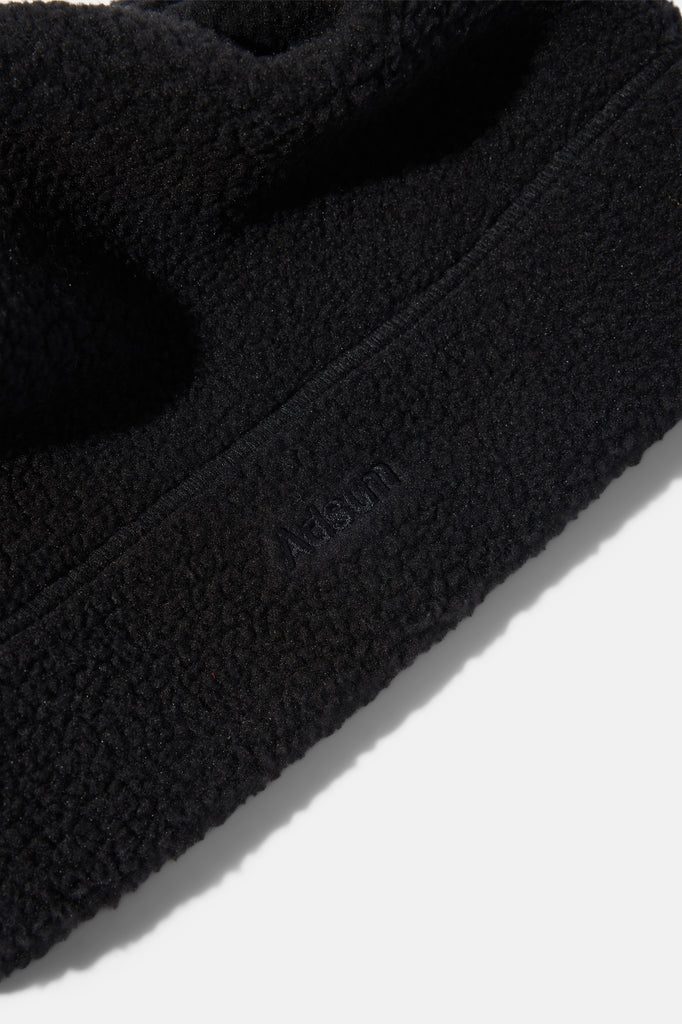 Fleece Beanie - Black — flat lay, detail