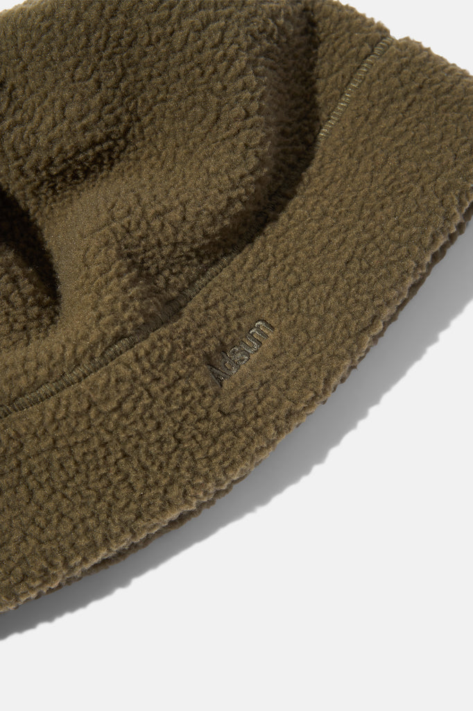 Fleece Beanie - Olive — flat lay, detail