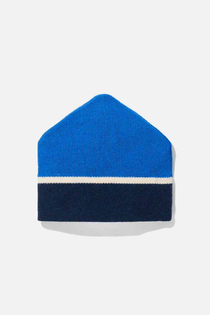 Wool Beanie - Blue / Navy / Off-White — flat lay, front