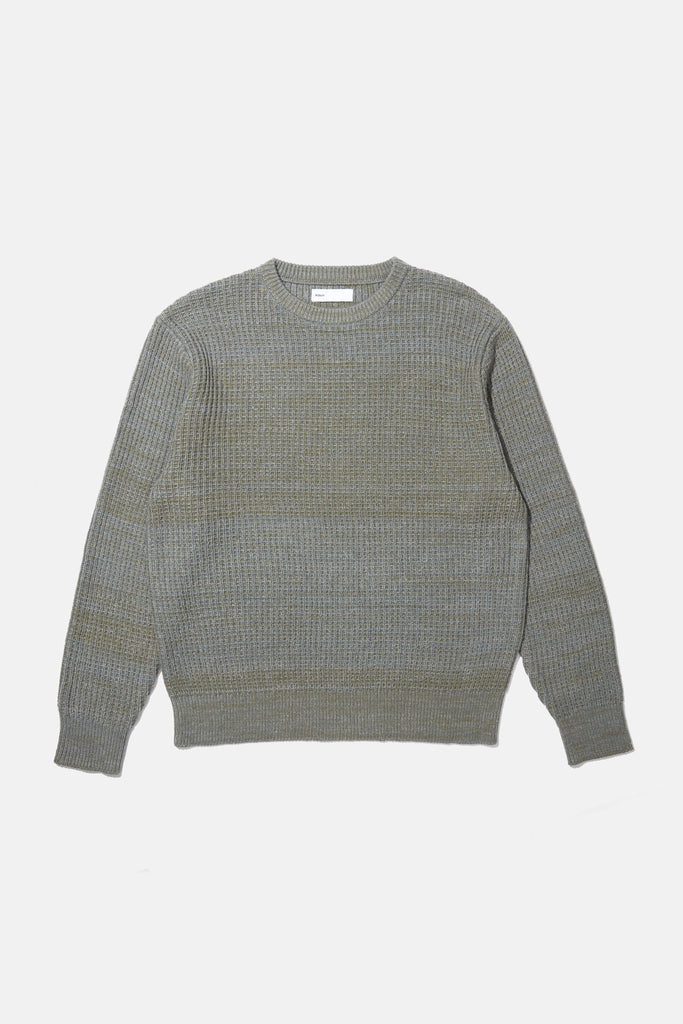 Waffle Knit Crewneck Sweater - Olive Heather